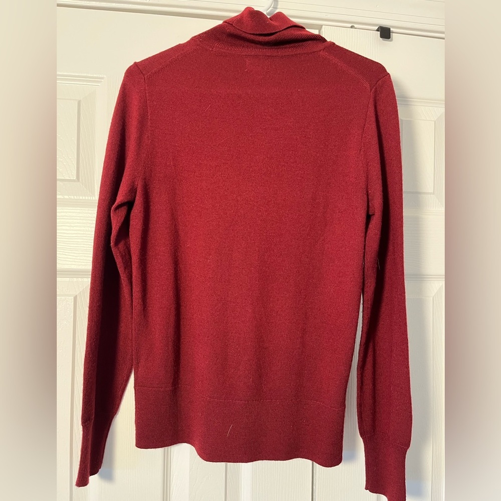 J Crew Turtleneck Wool Blend Sweater Burgundy Wine Red Medium - Picture 5 of 7